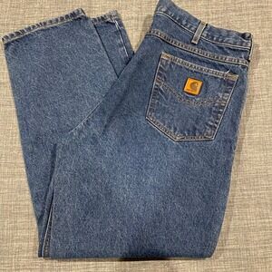 Carhartt B17 DST Relaxed Fit Jeans Mens 40x30 Dark Stone Blue Denim Cotton Work